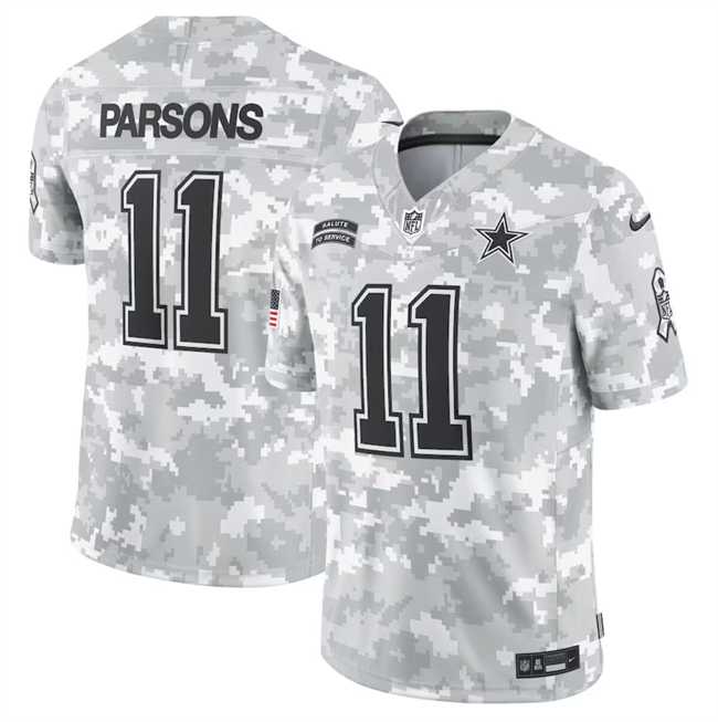 Men%27s Dallas Cowboys #11 Micah Parsons 2024 Arctic Camo Salute To Service Limited Stitched Jersey Dyin